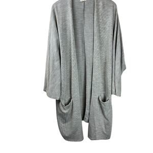 Donni Womens Antrophologie Sweater Open Front Ribbed Cardigan One Size Plus Gray